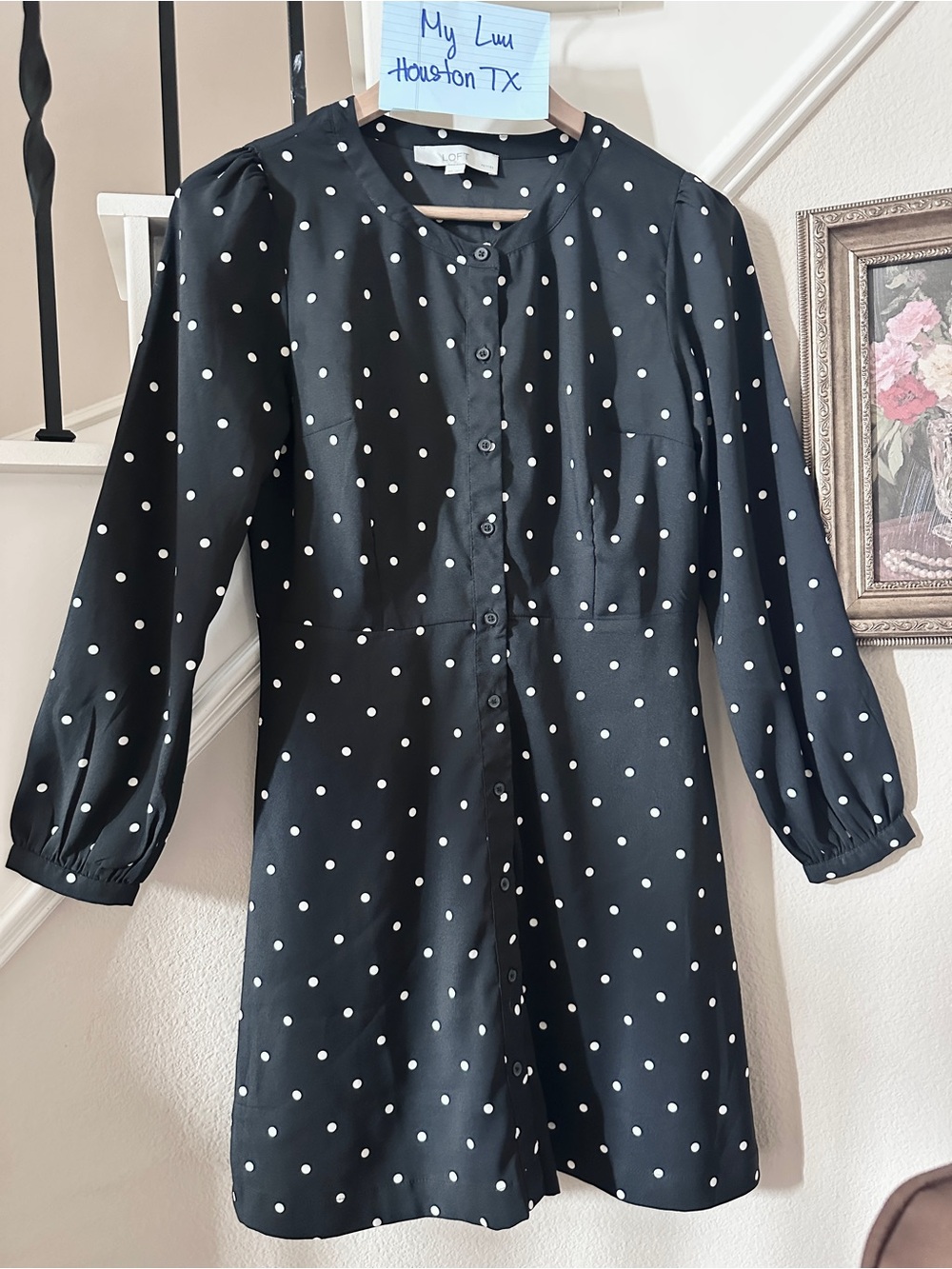 LOFT Black Polka Dot Mini Dress